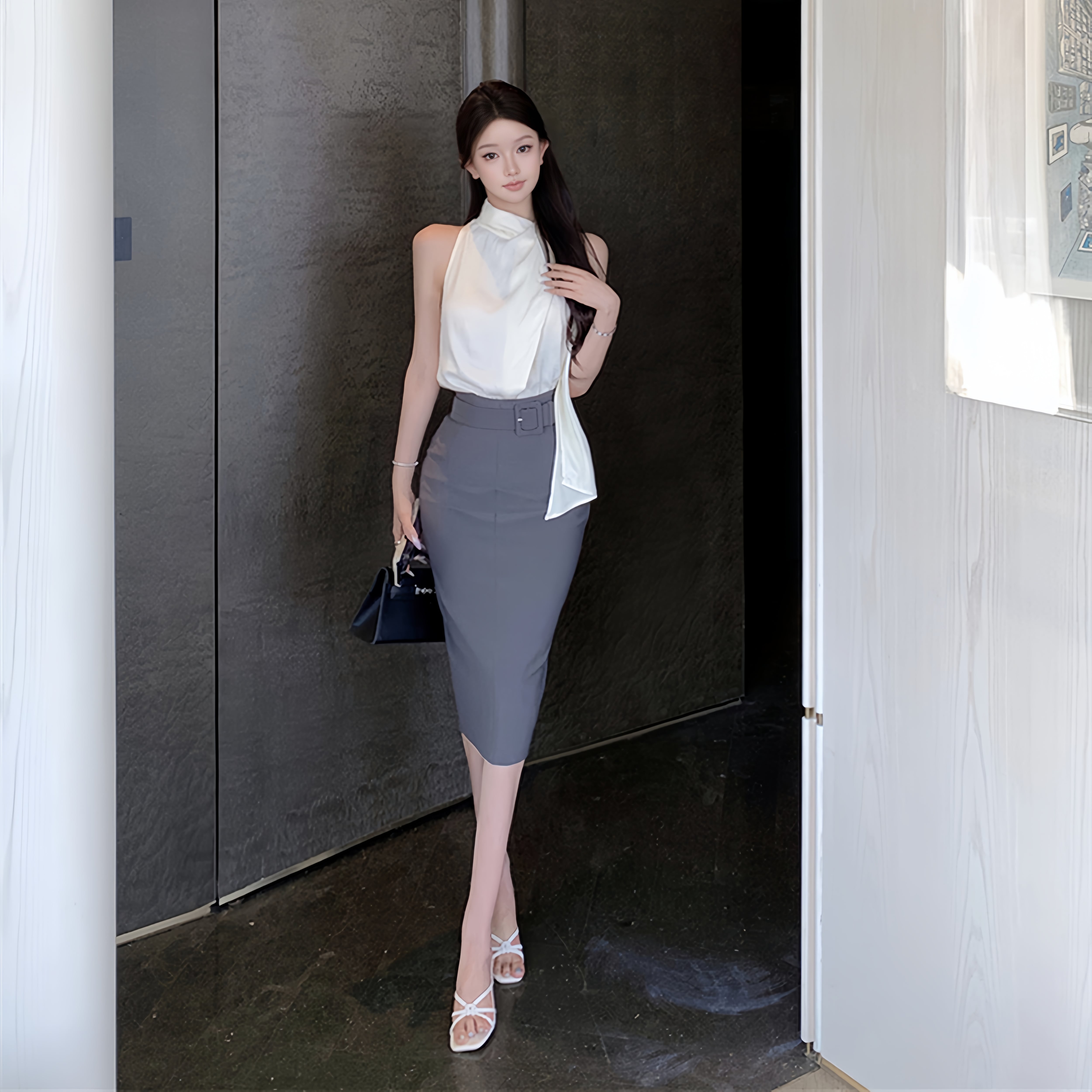 set】ノースリーブトップス×タイトスカートセット N3207 | nanastyle