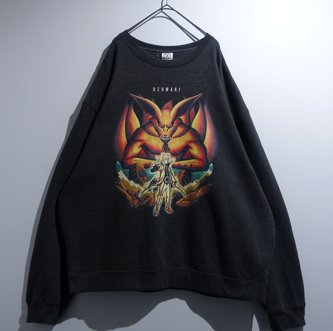 "NARUTO" Charcoal Gray Kurama Mode Print Design Sweat