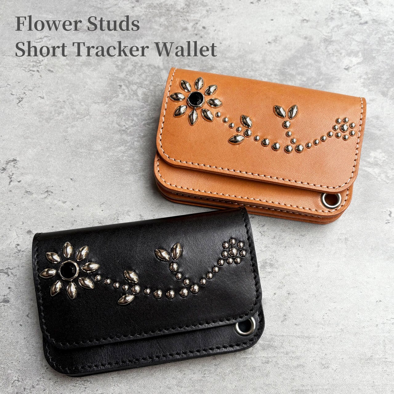 栃木レザー スタッズロングウォレット 長財布 日本製 Made in Japan