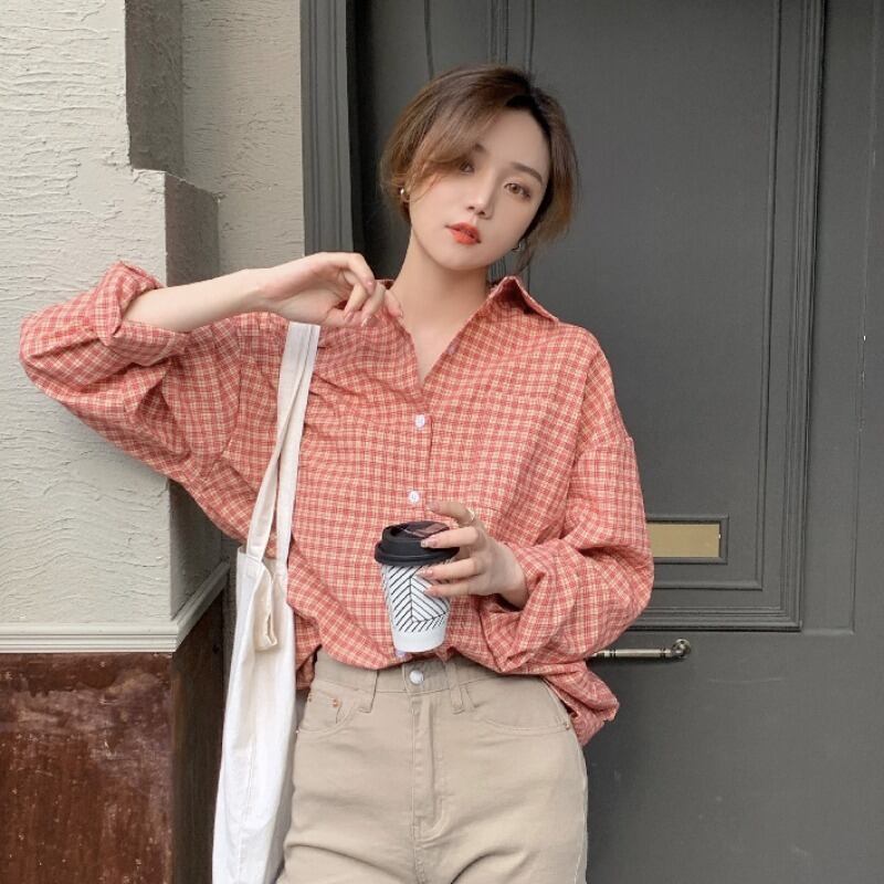 格子柄シャツ レディーススプリングルーズトップス ロング 春物 YY-ファッション21022587839