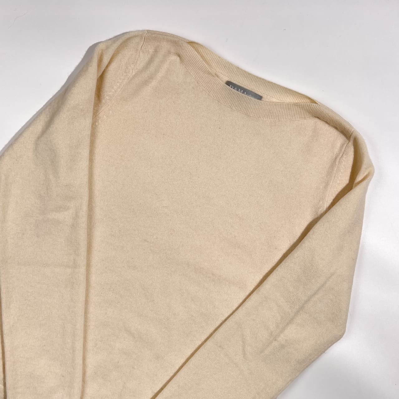 カシミヤ100% DAMA collection ダーマコレクション ボートネック ニット セーター M /アイボリー系 レディース