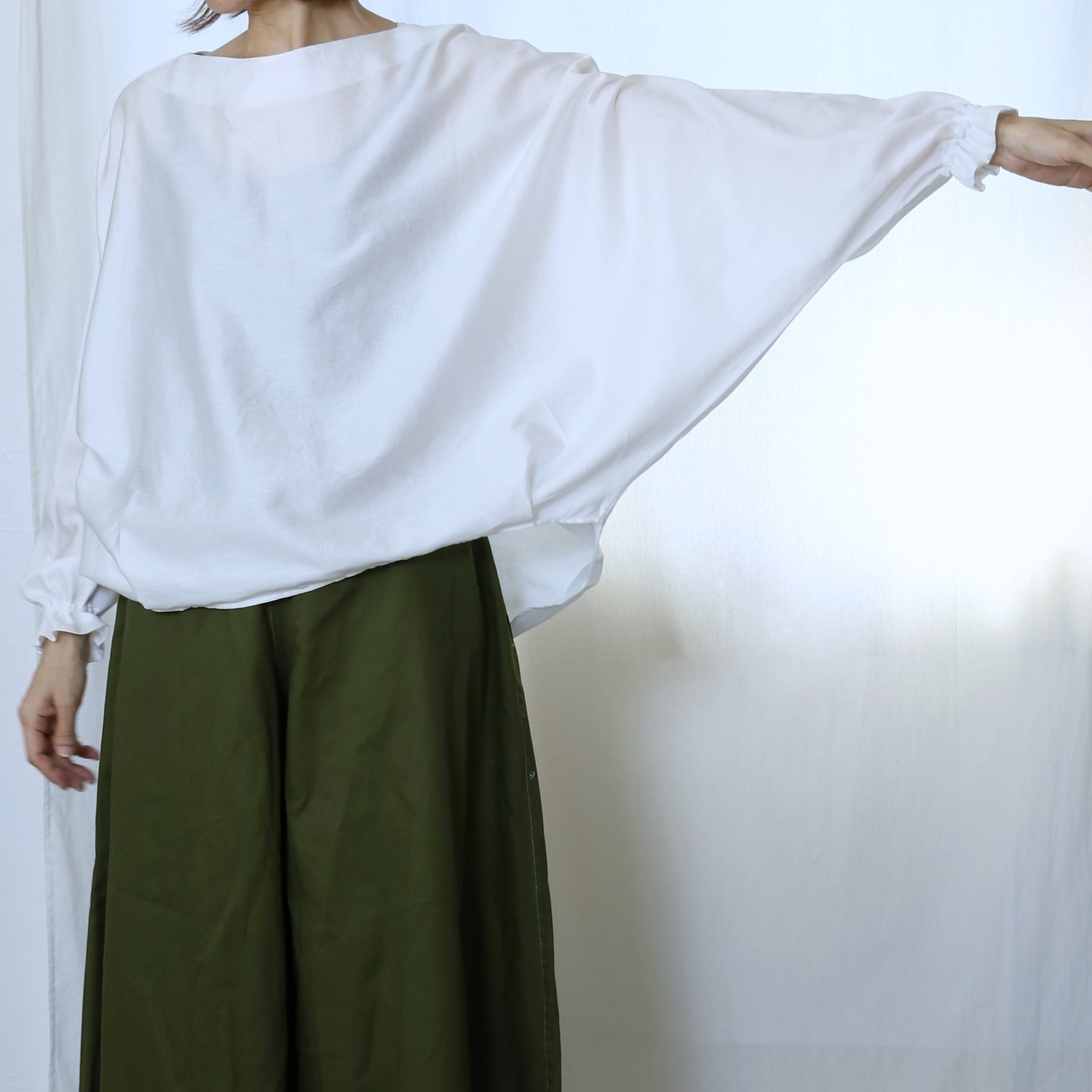 型紙ダウンロード|ドルマンスリーブ長袖ブラウス(袖口ゴム