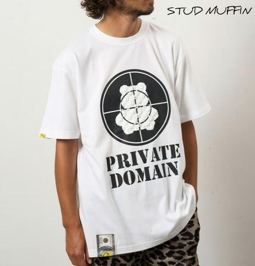 STUD MUFFIN スタッドマフィン Tシャツ 半袖 コットン天竺 ターゲットベアフォームプリント 半袖Tシャツ メンズ トップス ホワイト 614-02874