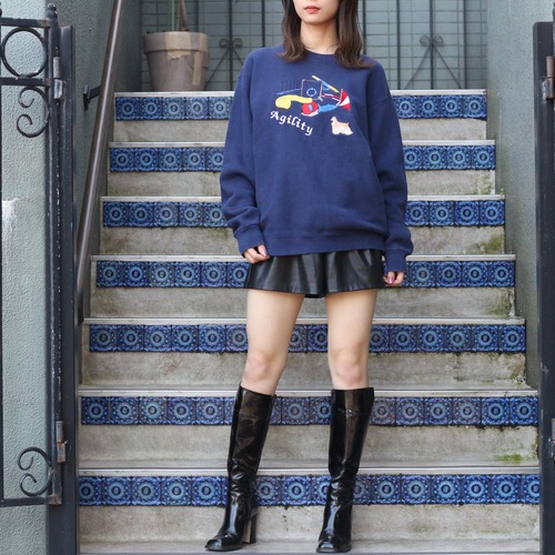 USA VINTAGE FRUIT OF THE LOOM EMBROIDERY DESIGN SWEAT SHIRT/アメリカ古着刺繍デザインスウェットシャツ