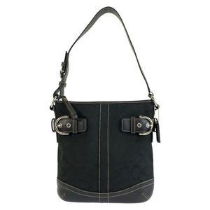 コーチ シグネチャー スモール ソフトダッフル ショルダーバッグ 3577 ブラック 黒 キャンバス レザー レディース COACH 中古