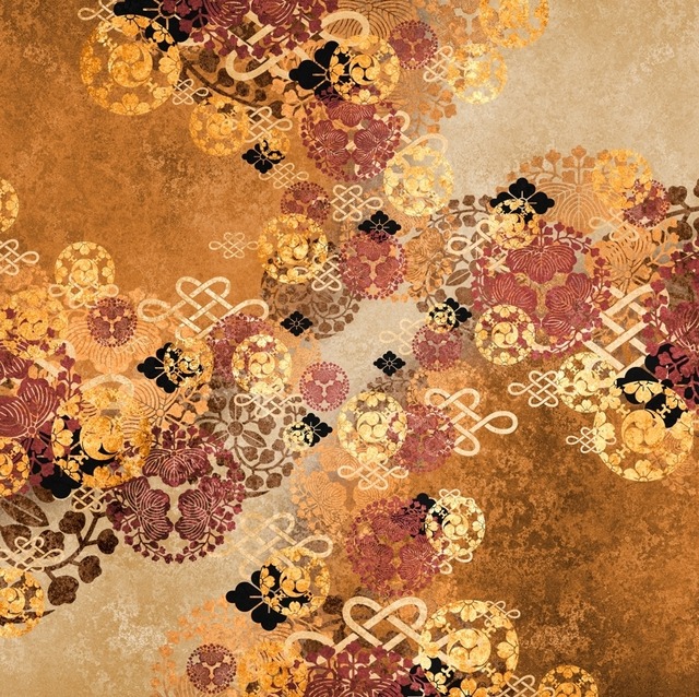 家紋装飾　黄　ストレッチストレートパンツ