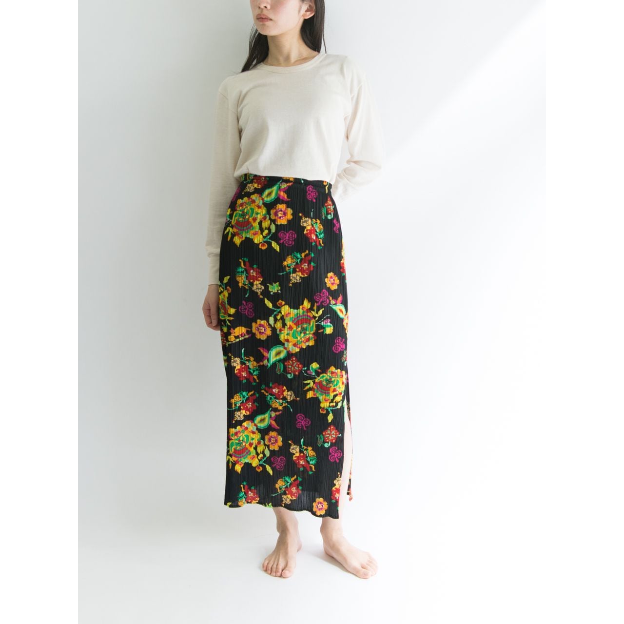 PLEATS PLEASE ISSEY MIYAKE】90's slit long skirt（プリーツプリーズ