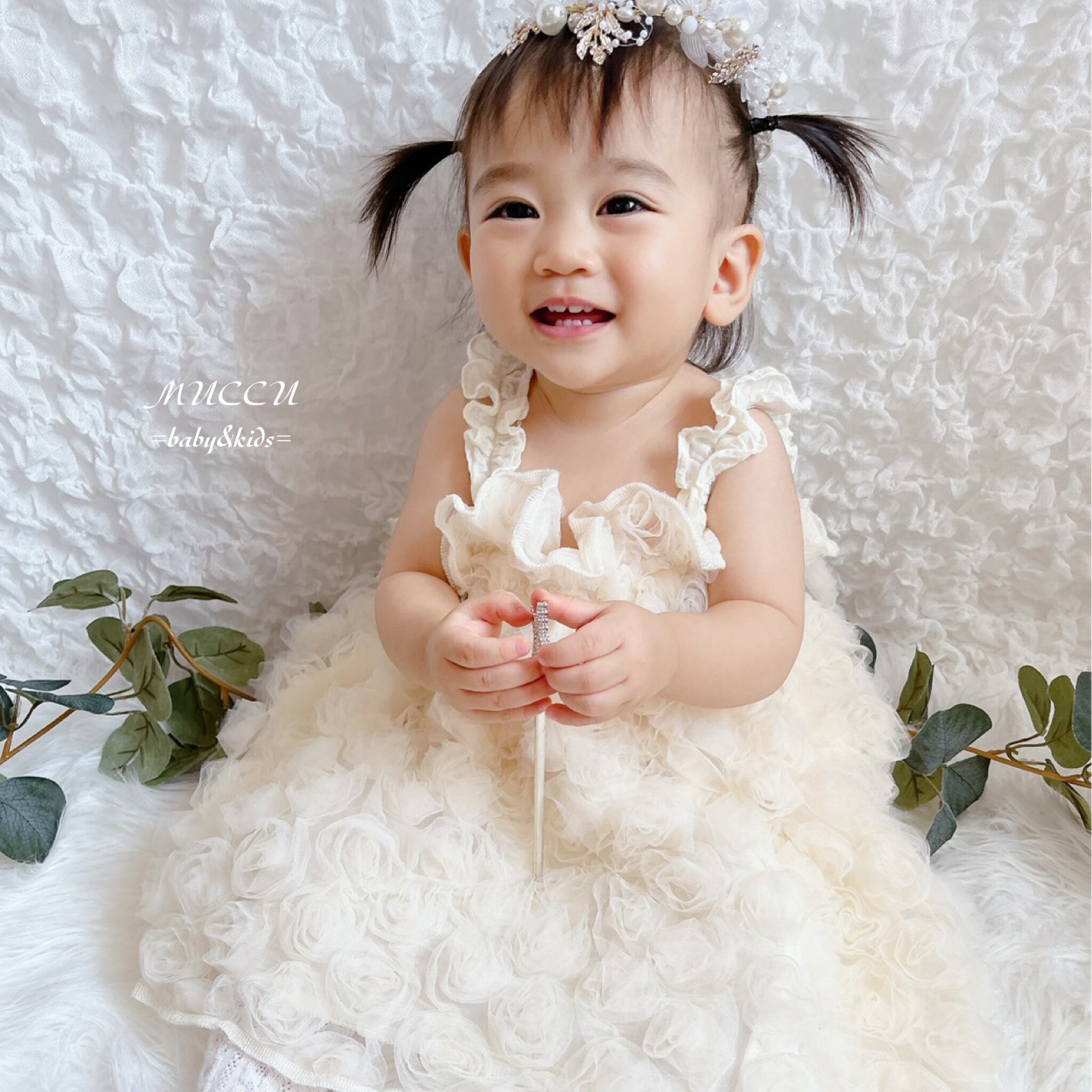 【めぇ】ドール　赤ちゃん　ドレス　服　兄妹　おそろい 送料無料！【即納】可愛いすぎる♡ Rose dress 70cm〜100cm ペアコーデ