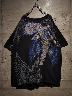 【Caka】Bling-Bling Rhinestone Decoration Design Loose S/S T-Shirt