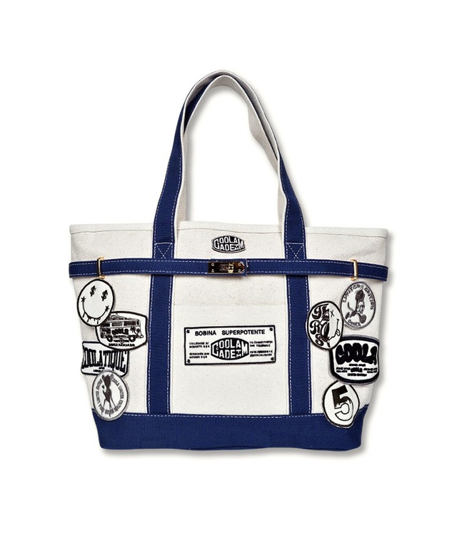 【直営限定ITEM】マルチワッペンターンロックトートバッグ TYPE-H (IVORY/NAVY)　CQ-48515H
