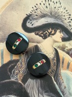 19mm Japanese ヴィンテージボタンストーン ブラック×ゴールド シック 樹脂ボタン 高級 アクセサリーパーツ 装飾材