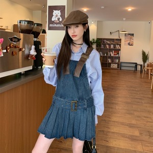 ワンピース デート デニム ミニ ショート丈 ベルト フェイクレザー プリーツスカート 袖あり ノースリーブ かわいい 大人可愛い きれいめ シンプル カジュアル 大人 上品 おしゃれ お洒落 主役級 存在感 春 秋 10代 20代 30代 レディース 女性用 OL 学生 デート お出かけ 公園デビュー 女子会 休日 イベント 旅行 着回し 普段使い ファッション コーデ 楽ちん モテ トレンド 流行 インスタ映え S M ビッグサイズ ゆったり ブルー