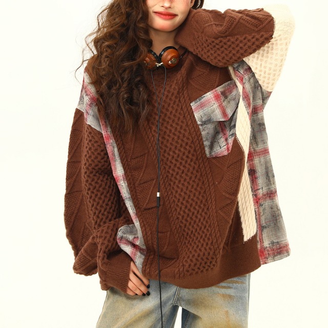 patchwork design knit　パッチワークデザインニット　J1480