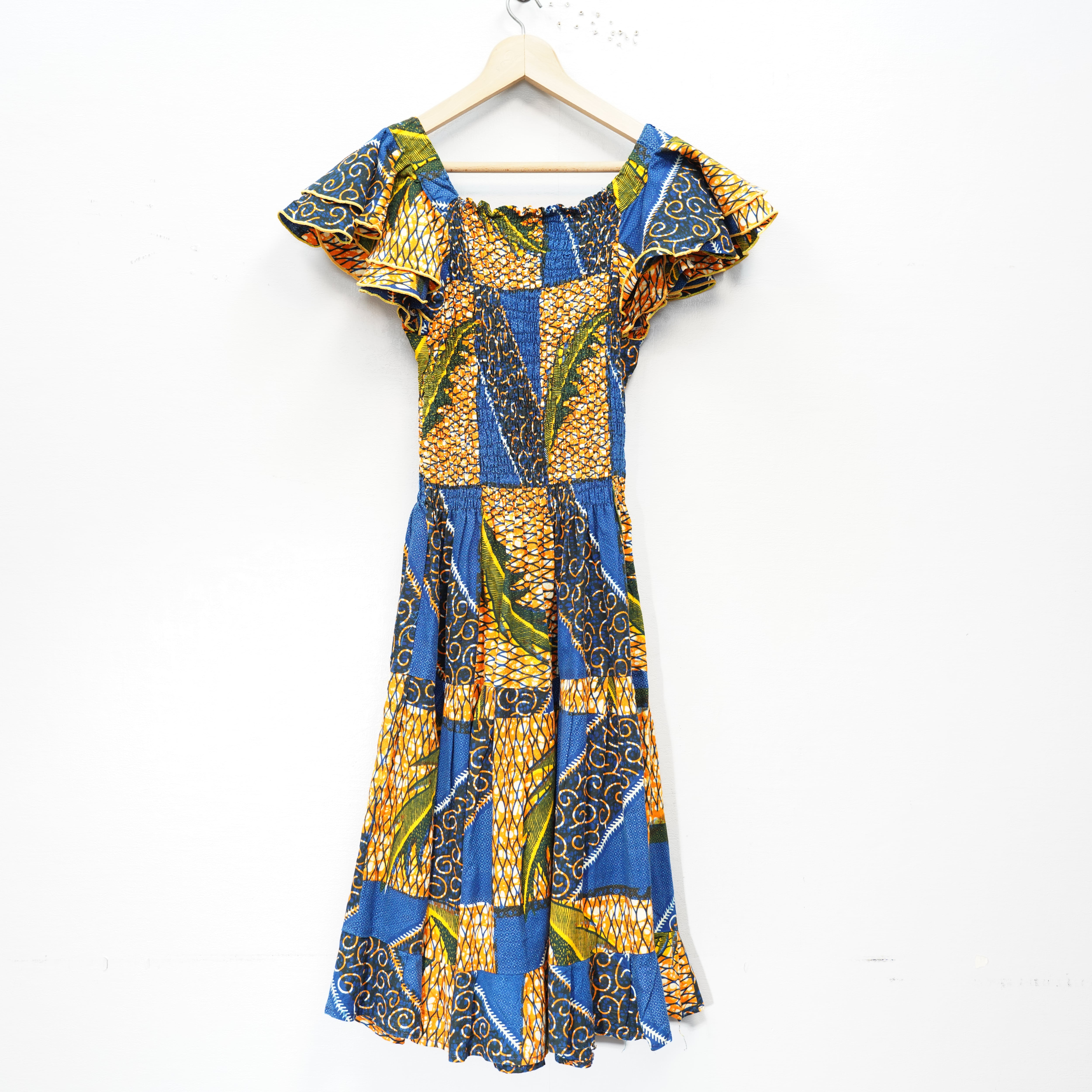AFRICAN VINTAGE AFRICAN BATIC PATTERNED FRILL DESIGN ONE PIECE