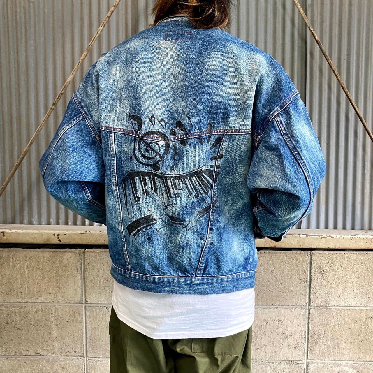 WEATHERED BLUES ハンドペイント デニムジャケット メンズL相当 