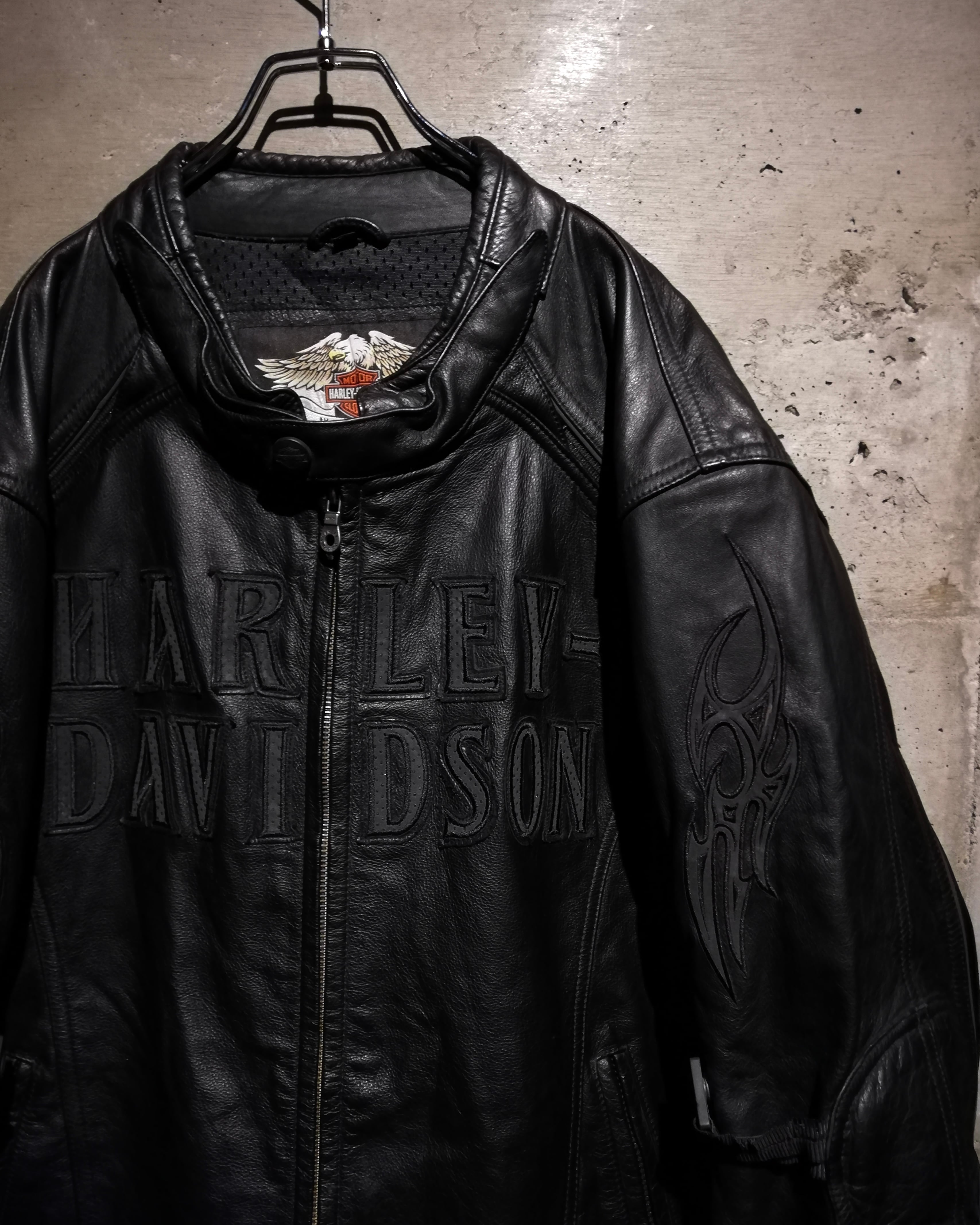 Caka】“HARLEY DAVIDSON” ”2WAY“ Embroidery Design Vintage Loose