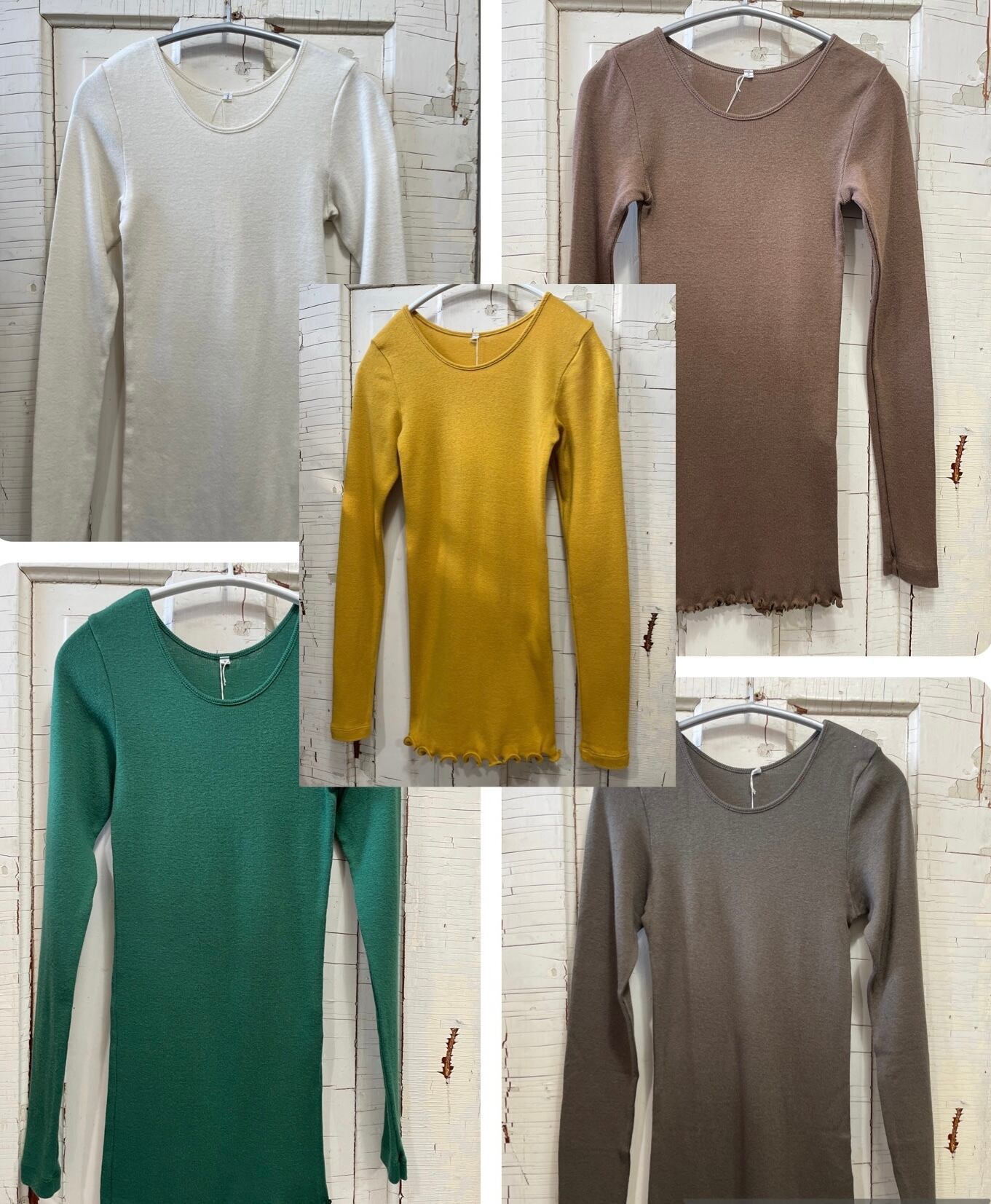 吊り編み シルクコットンkinako ラウンドネック