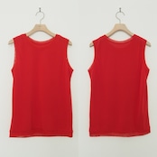 tulle neck no sleeve tank/red