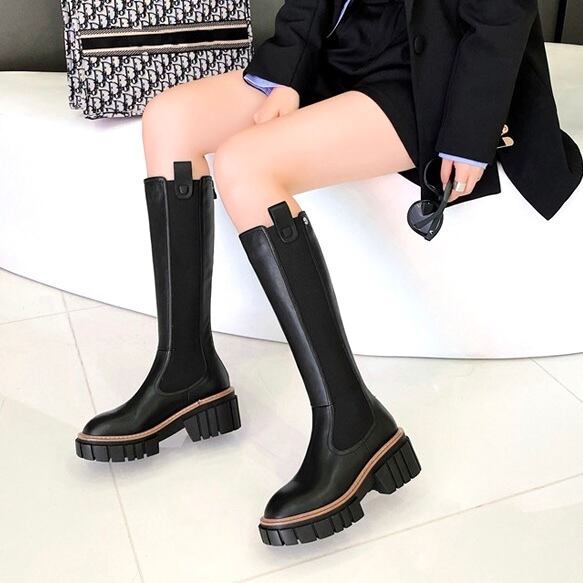 チェルシーロング膝丈ブーツ全2色