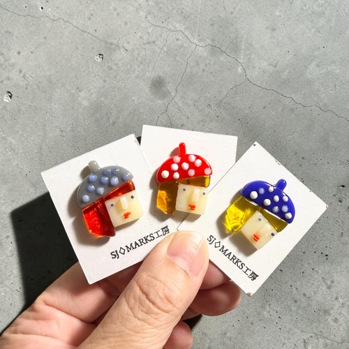 SJ MARKS工房　ガラス水玉ベレー帽　