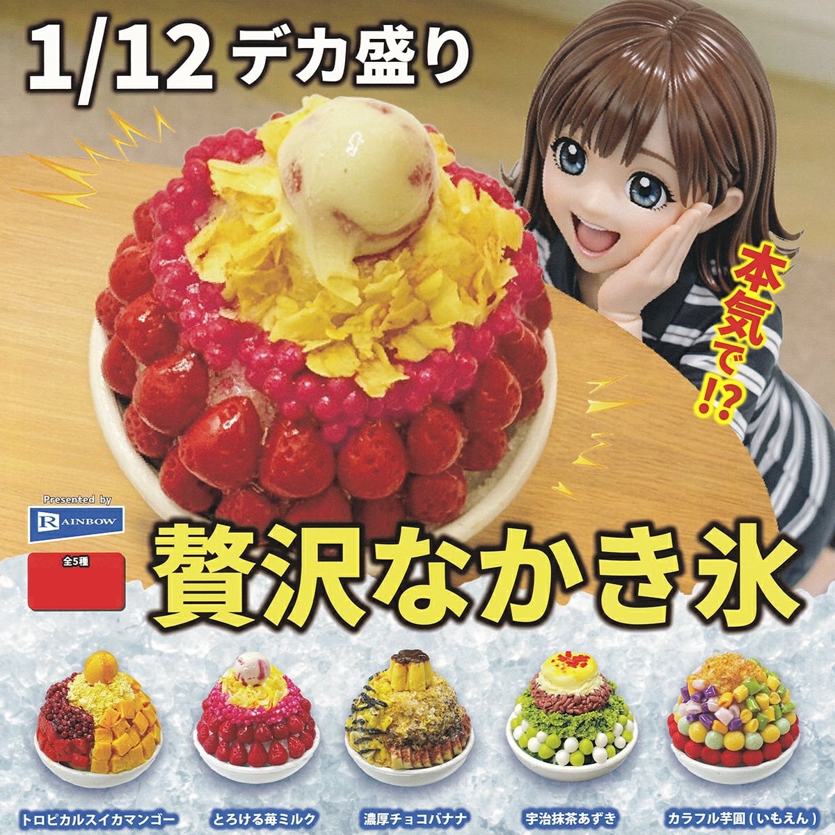 1/12デカ盛り 贅沢なかき氷 【全5種フルコンプセット】 レインボー