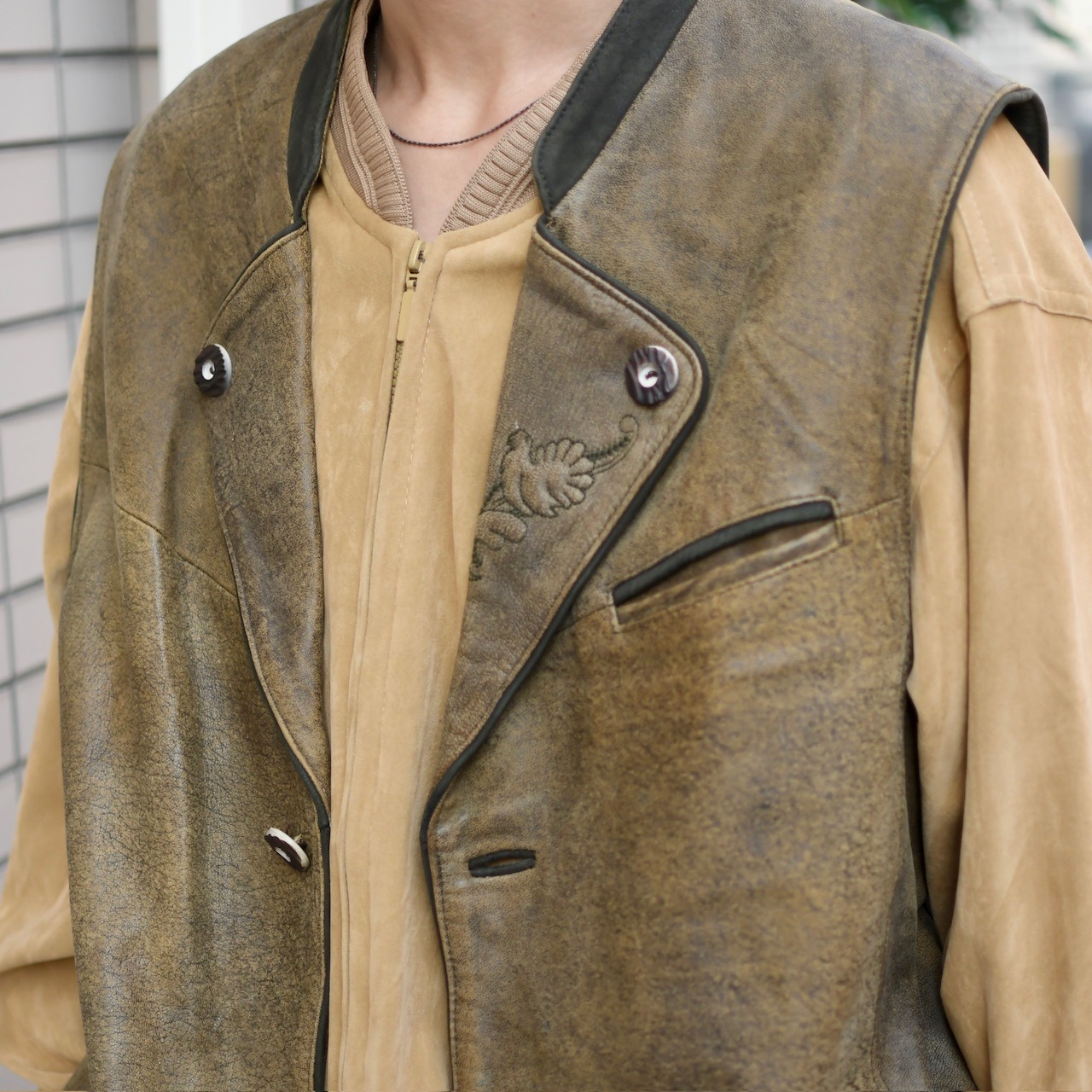 embroidery design leather tyrolean vest