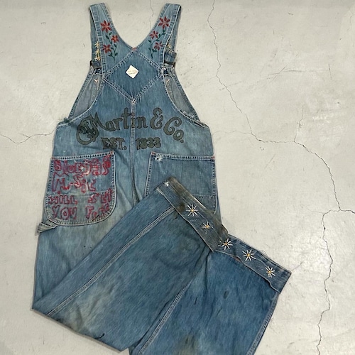 70s BIG MAC denim overall “paint × embroidery”【高円寺店】