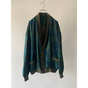 art pattern silk cardigan blouson