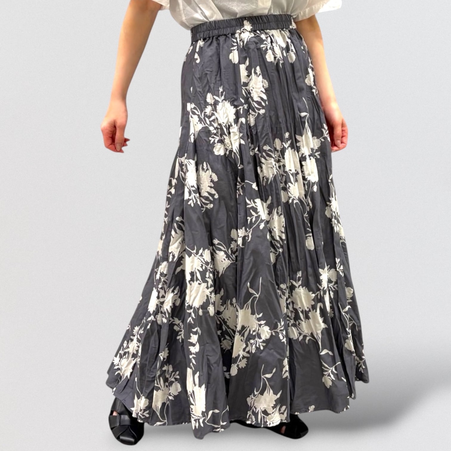 mizuiro ind flower print volume flare skirt | CoCo Cuore