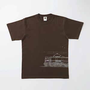 鉄道Tシャツ｜EF58-61 （ Dark Brown × Silver ） 鉄道グッズ　茶　ブラウン　銀　シルバー　機関車　Japanese electric locomotive T-shirt