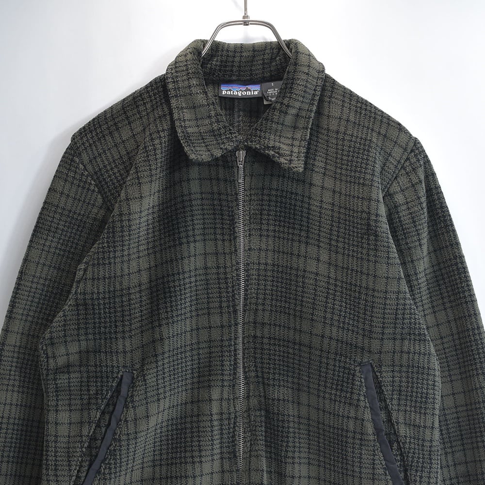 USA製 patagonia パタゴニア F97 ウルトラスプラッシュオーバーシャツ 総柄 チェック ジップアップ フリース カーキ USED ヴィンテージ ビンテージ 古着 レディース M相当