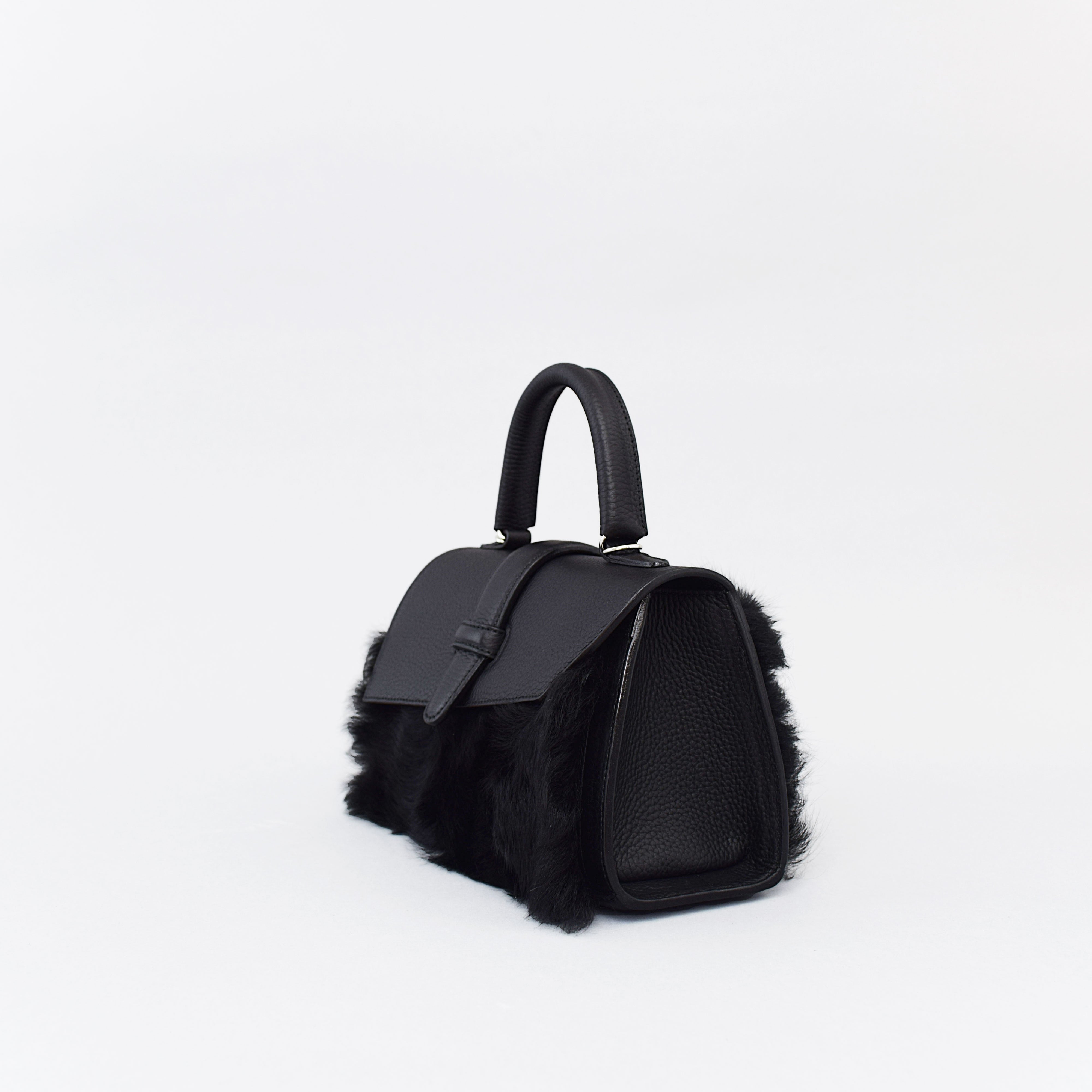 ショウジフジタ dancer ハンドバッグ SHOJIFUJITA「1」DANCER-5 SHRINK LEATHER×REAL FUR | SHOJIFUJITA