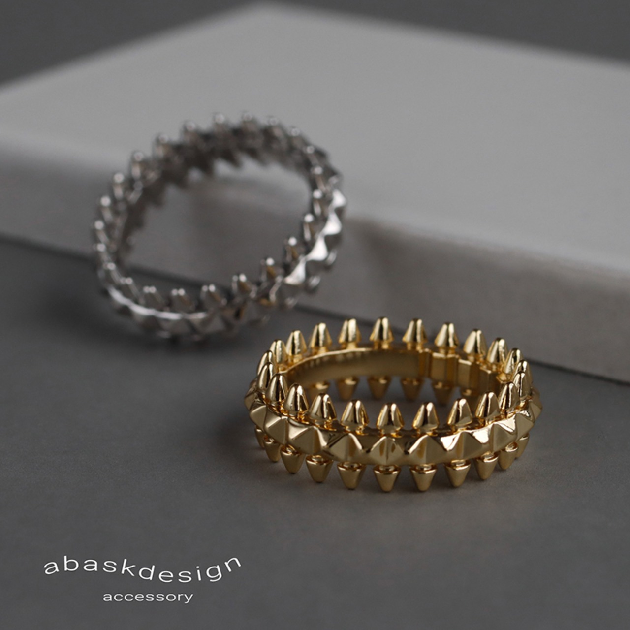 【ネコポス便】金属アレルギー対応 リング 12号相当 ワンサイズのみ スパイク リング 指輪 レディース ステンレス 18K 高見え 上品 大人可愛い ステンレスリング 2528