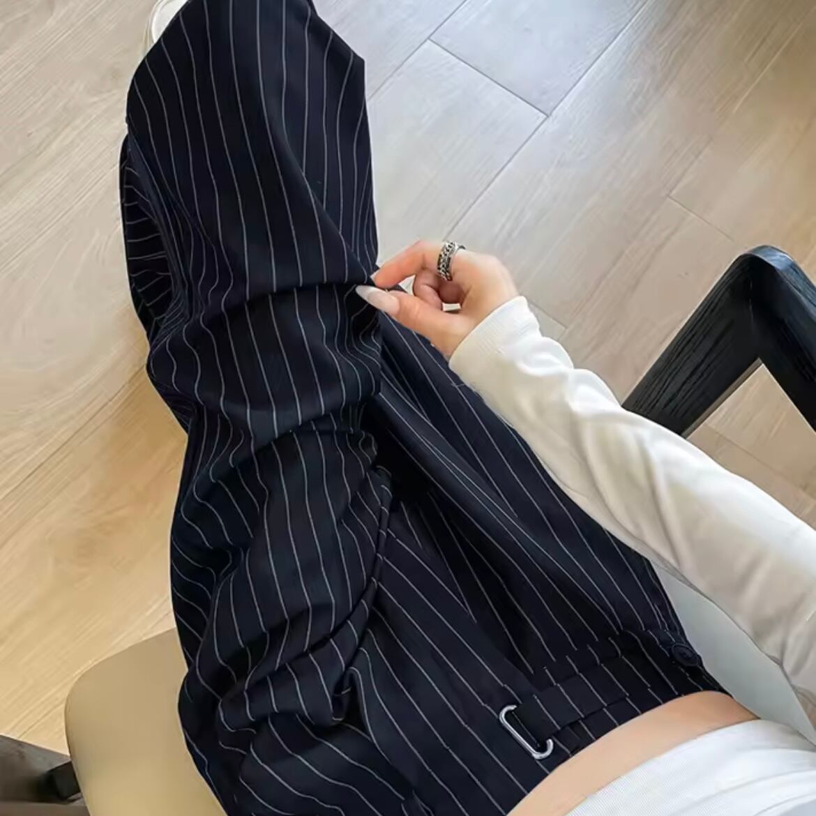 stripe classic wide pants
