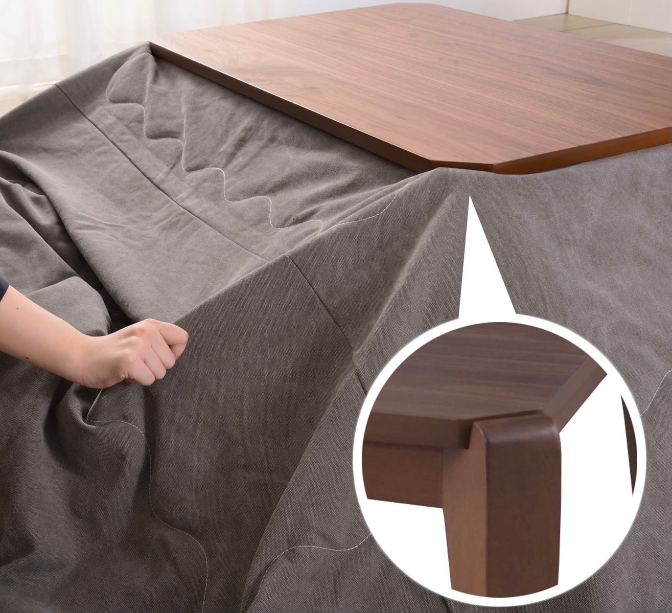 送料無料】Modern Walnut KOTATSU〈ズレない〉