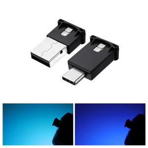 【特価処分】Type-C Type-A USB LEDライト 車内用 8色 メモリー機能 自動点灯 調光機能 アンビエントライト RGB USB給電 イルミネーション タイプc ミニライト 小型 軽量 車アクセサリー 簡単取付 2個入り
