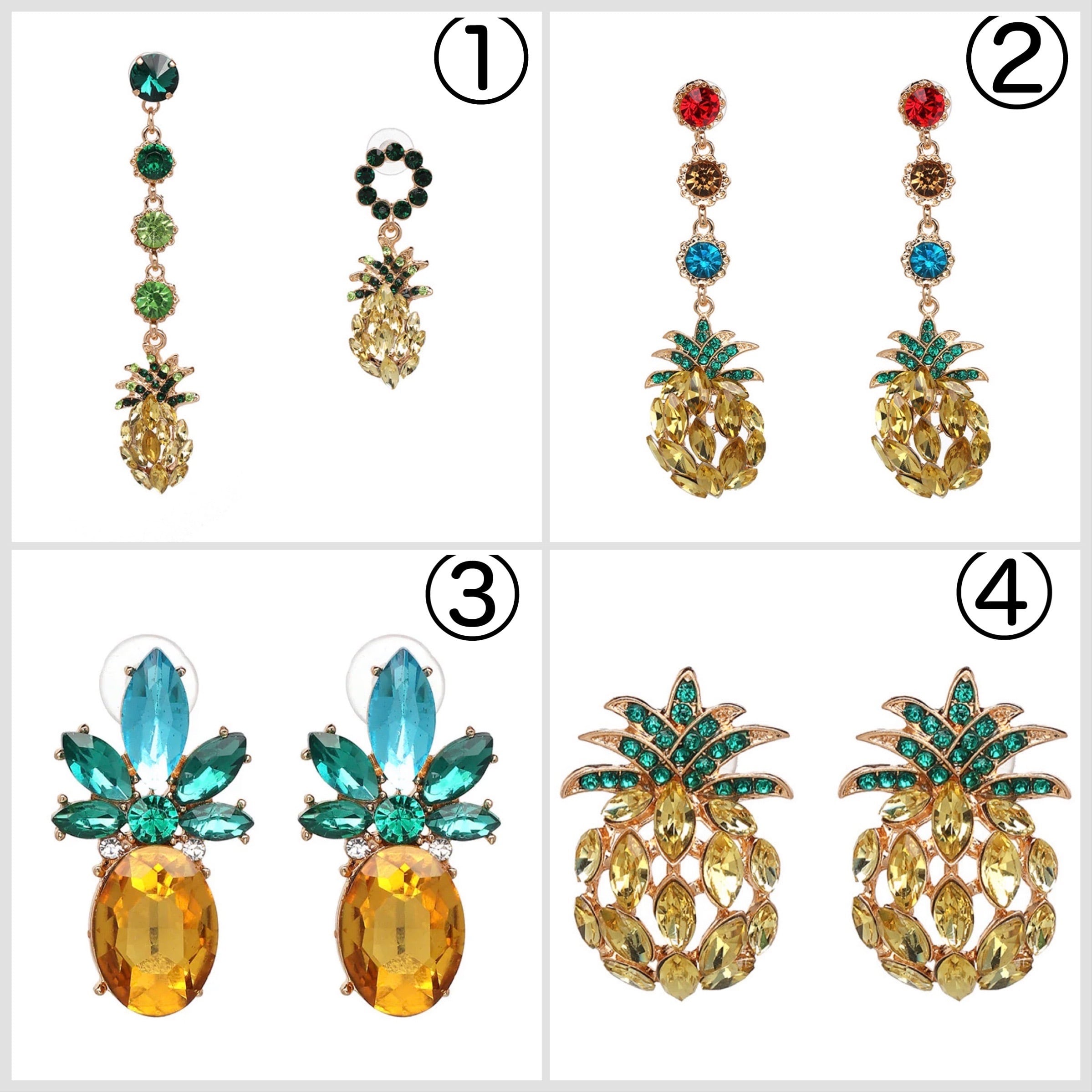 4パターン展開】HAPPY SUMMER❤︎パイナップルピアス | インポート