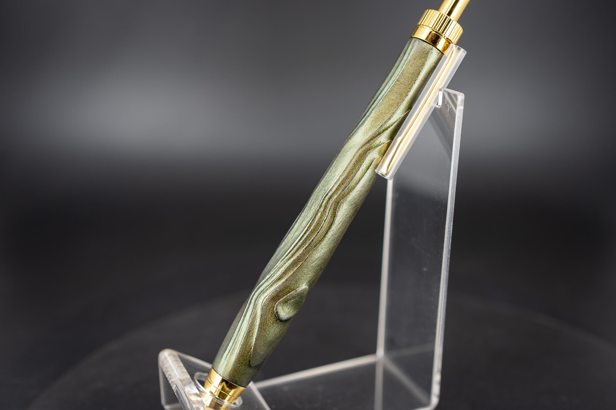 翠煙】屋久杉 浮造り 拭き漆 ② gold BP | 木軸ペン工房 金杢犀