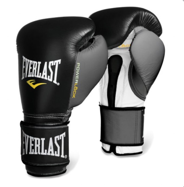 Everlast パワーロック フックアンドループトレーニンググローブ  黒/グレー