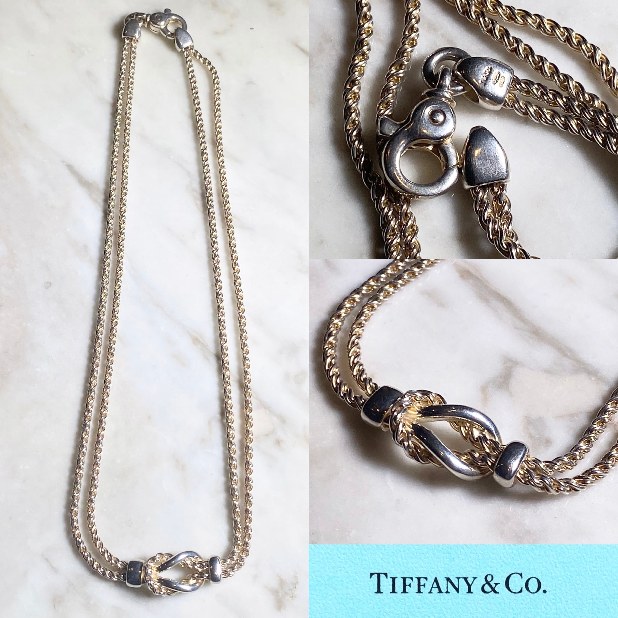 vintage TIFFANY silver double rope chain knot necklace | NOIR ONLINE