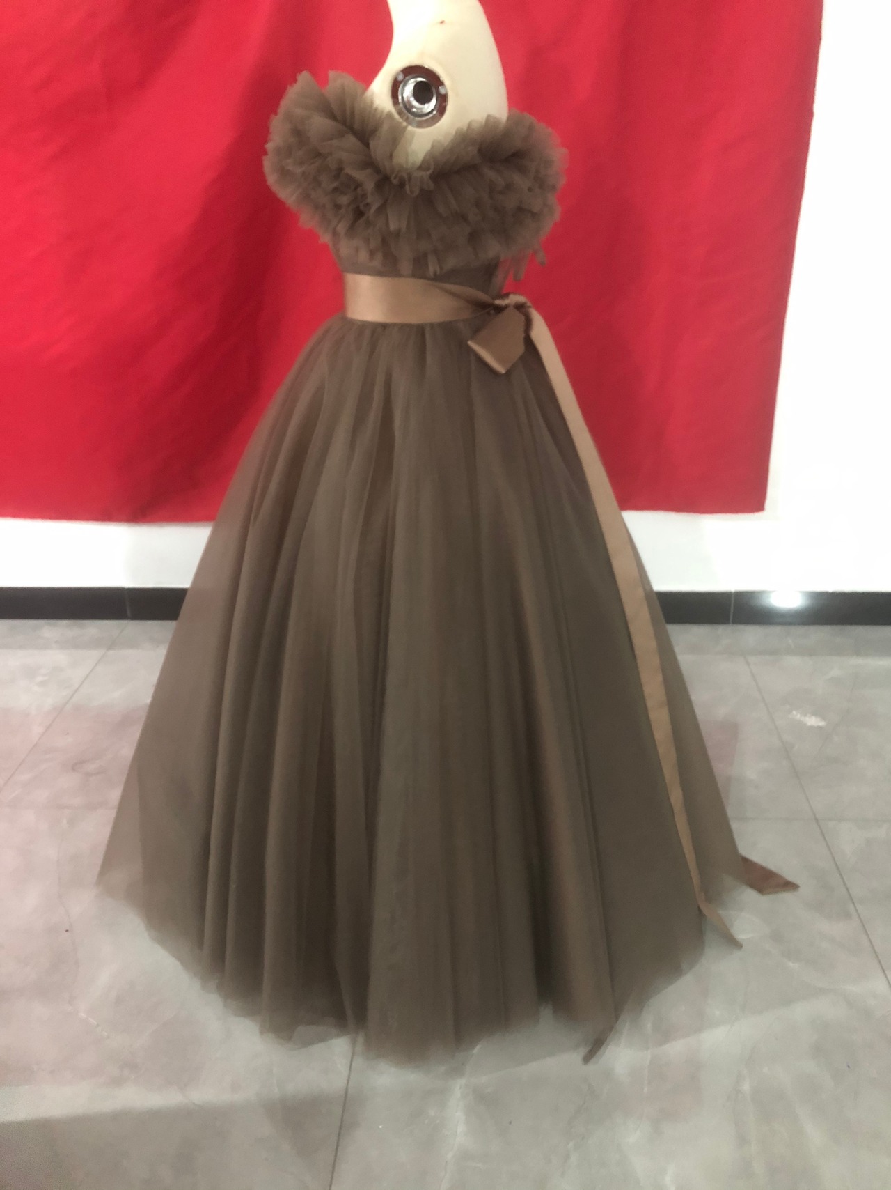 コピー：カラードレス コーヒーの色 2waysドレス 取り外しオフ  