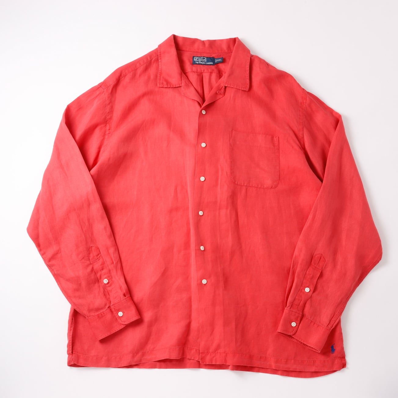 極美品】90s Ralph Lauren special linen silk open collar shirt