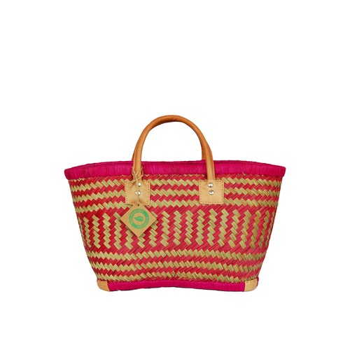 【かごバッグ】パニエ S Pink x Natural/マルシェバッグ