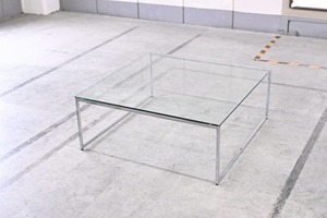 【引取限定】BoConcept 7万「Lugo/ルーゴ」センターテーブル ガラス ローテーブル 机 スクエア 四角 スチール脚 モダン ボーコンセプト【中古家具/中古インテリア/USED家具ユーズド家具/リサイクル】
