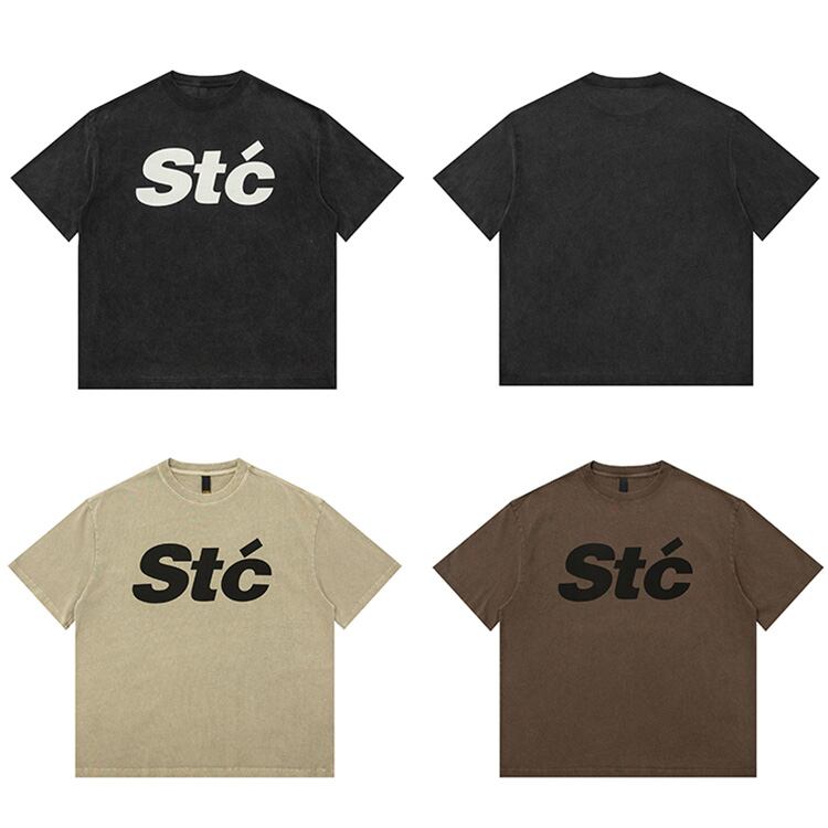 ★THICK PRINTED WASHED HALF SLEEVE T-SHIRT　　　A0470