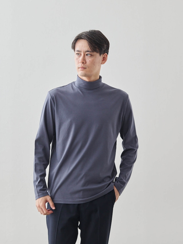 スビンプラチナムコットン 超微起毛タートルネック/ソフト仕上げ/グレー