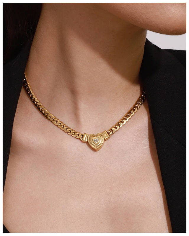 316L Bold Heart Choker Necklace