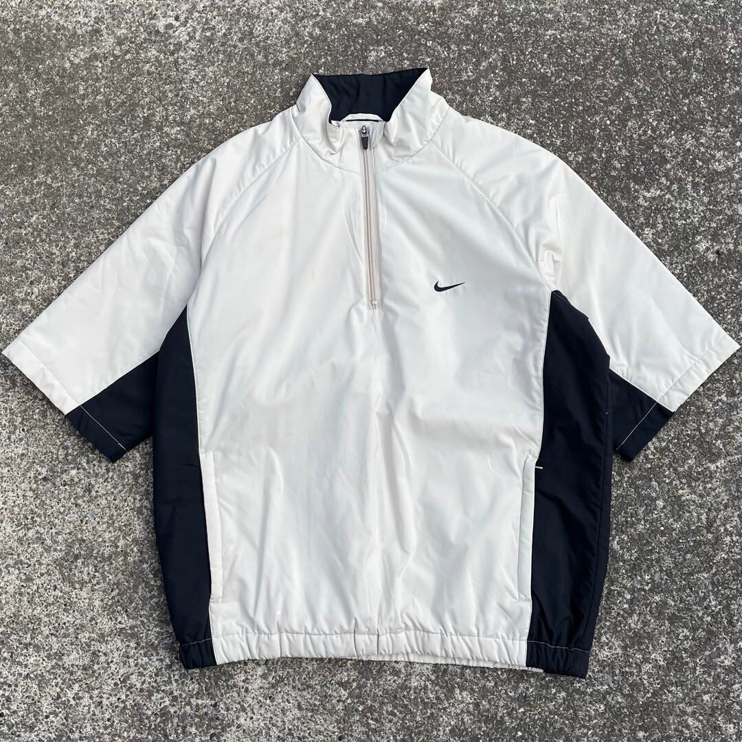 【Lサイズ】00's NIKE GOLF ロゴ刺繍 ハーフジップ 中綿入り 古着 プルオーバー ジャケット
