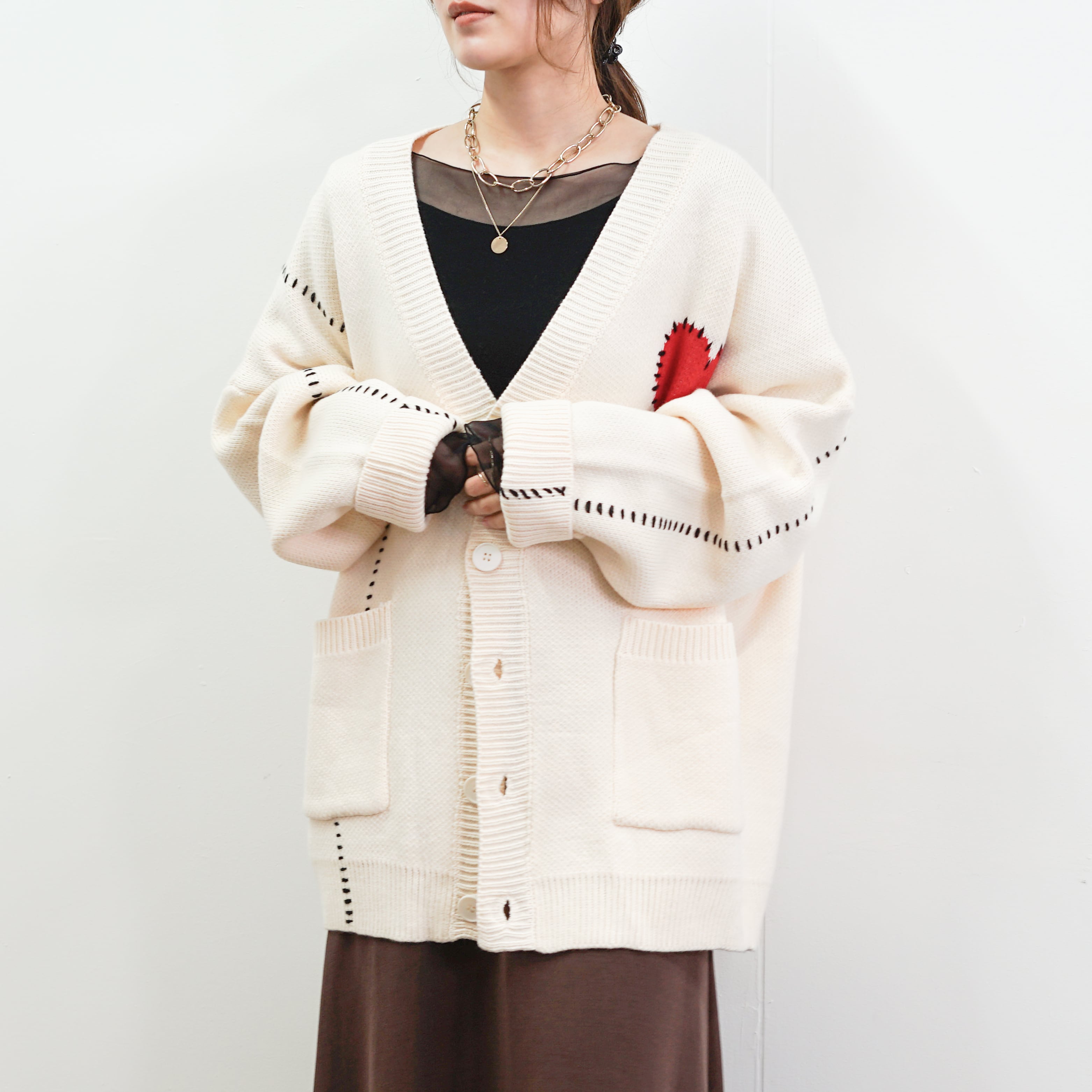 ハートステッチデザインカーディガン