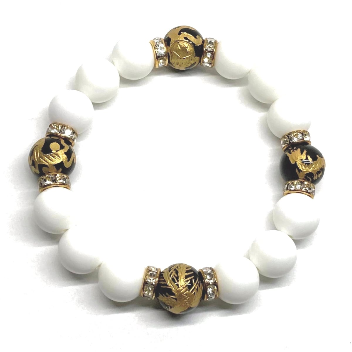 12mm 四神獣金彫オニキス×ホワイトオニキス パワーストーン 12mm 四神獣金彫オニキス×ホワイトオニキス パワーストーン